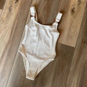 HM White Ribbed One Piece Swimsuit